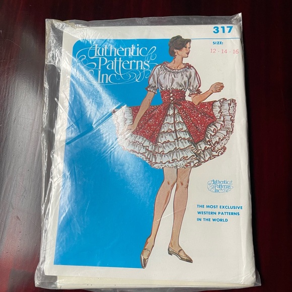 Vintage Authentic Patterns Inc Square Dancing Dress Pattern Sizes 12-14-16 #317 - Picture 2 of 8